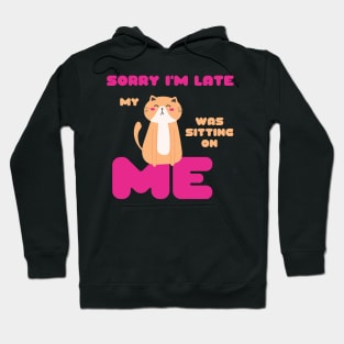 Sorry I'm Late, My Cat Was Sitting on Me Cute Cat Lovers Gift Hoodie